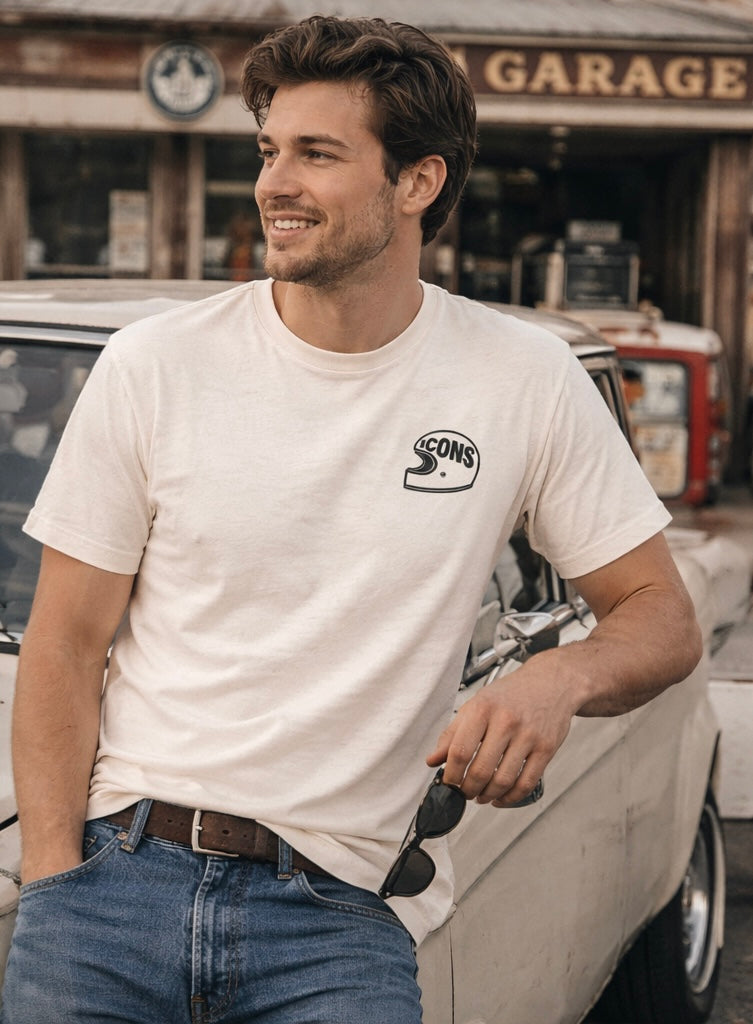 Polera ICONS orgánica HELMET BLANCO